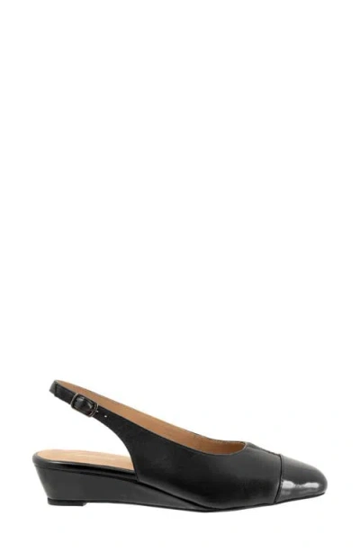 Trotters Dea Slingback Cap Toe Wedge Pump In Black