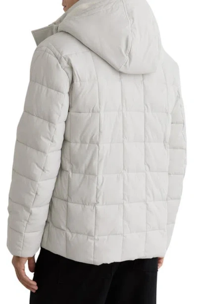 Reiss Quilted Jacket With Faux Shearling Lined Hood In White