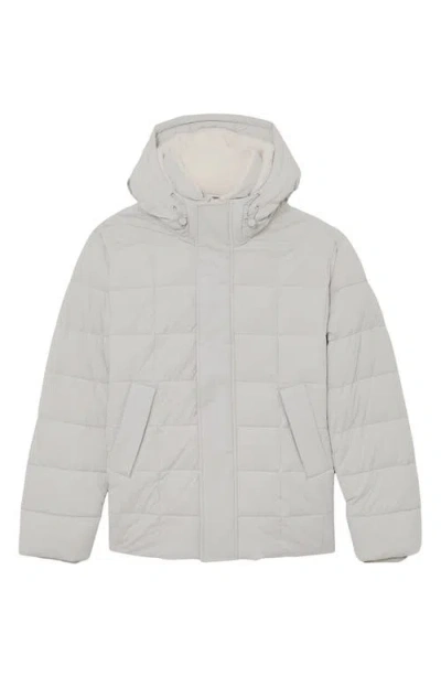 Reiss Quilted Jacket With Faux Shearling Lined Hood In White