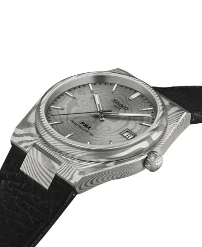 Tissot Unisex Black Leather Bracelet Watch, 38mm In Gray