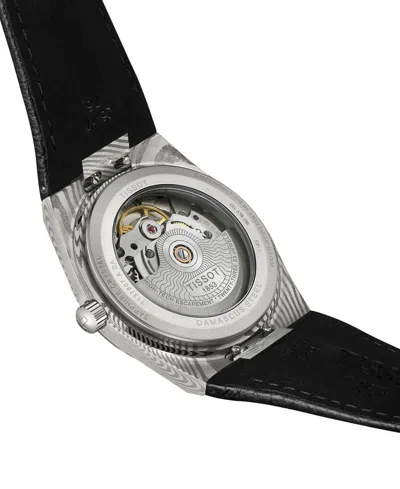 Tissot Unisex Black Leather Bracelet Watch, 38mm In Gray