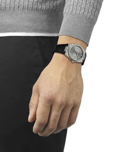 Tissot Unisex Black Leather Bracelet Watch, 38mm In Gray