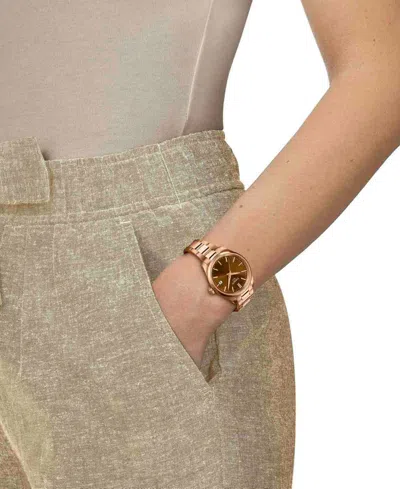 Tissot Unisex Rose Gold Stainless Steel Bracelet Watch, 34mm In Brown