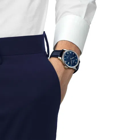 Tissot Men's Blue Leather Bracelet Watch, 39.30mm In Blue