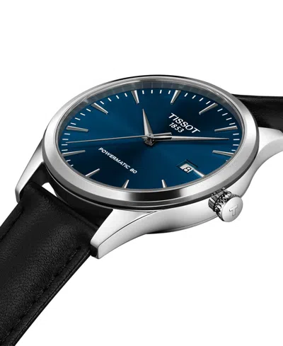 Tissot Men's Black Leather Bracelet Watch, 40mm In Blue