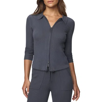 Splendid Georgie Two-way Zip Sweater In Blue