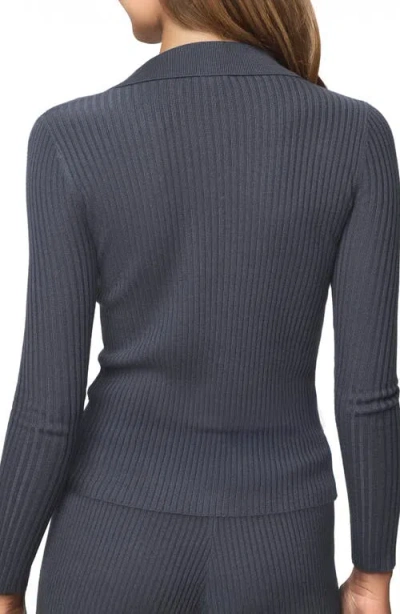 Splendid Georgie Two-way Zip Sweater In Blue