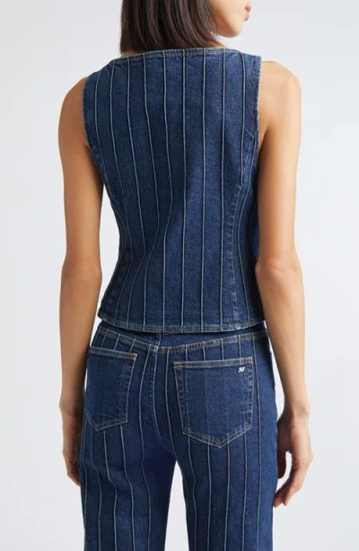 Cinq À Sept Camen Pintuck Detail Denim Vest In Blue