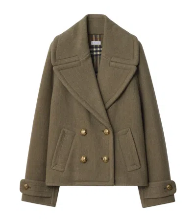 Burberry Wool Double-breasted Pea Coat In Brown