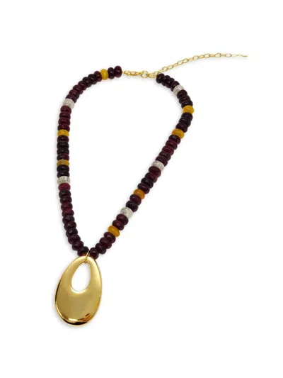 Fifth & Dune Women's Goldtone & Beaded Pendant Necklace In Brown