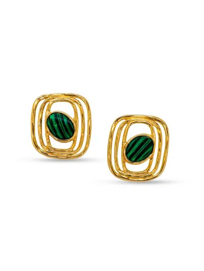 Fifth & Dune Women's Goldtone & Malachite Stud Earrings In Gold