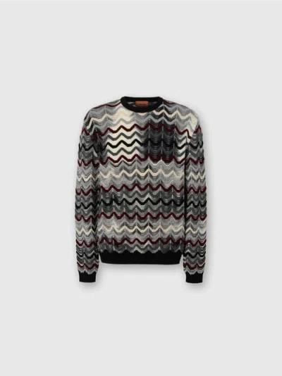 Missoni Rundhalspullover Mit Geometrischem Zickzackmuster In Gray
