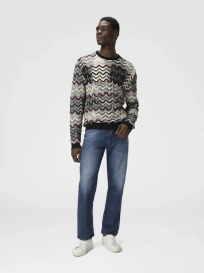 Missoni Rundhalspullover Mit Geometrischem Zickzackmuster In Gray