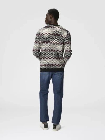 Missoni Rundhalspullover Mit Geometrischem Zickzackmuster In Gray