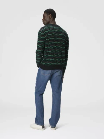 Missoni Crew Neck Sweater With Wave Pattern In Green
