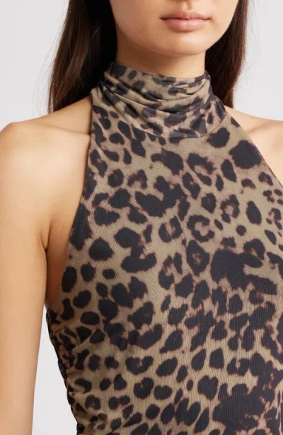Ichi Ihparda Leopard Print Halter Top In Brown