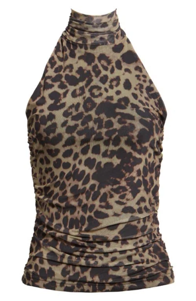 Ichi Ihparda Leopard Print Halter Top In Brown
