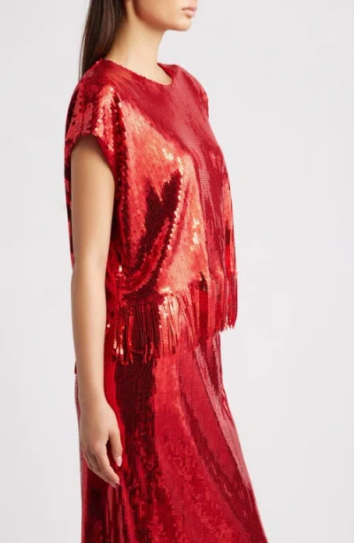Ichi Ihmollia Sequin Top In Red