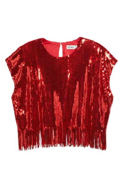 Ichi Ihmollia Sequin Top In Red