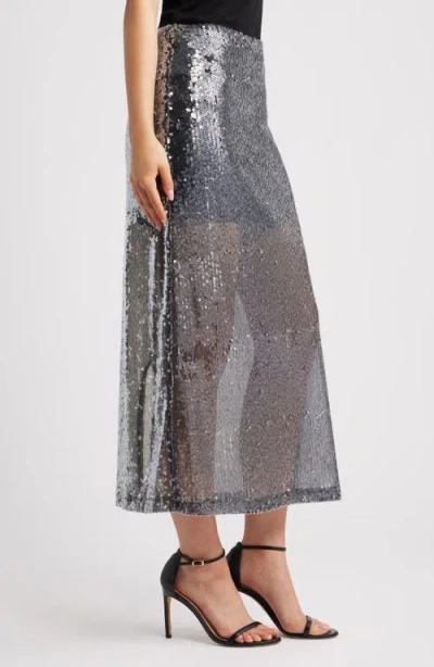Ichi Ihprinca Sequin Skirt In Metallic