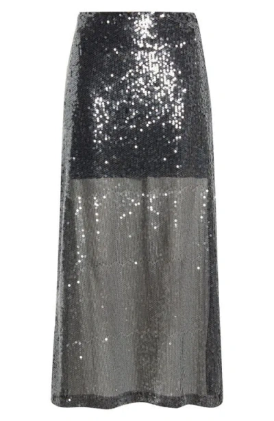 Ichi Ihprinca Sequin Skirt In Metallic