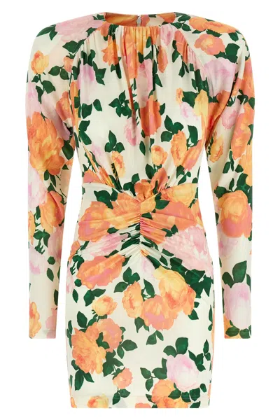Stella Mccartney Gathered Floral-print Jersey Mini Dress In Multi