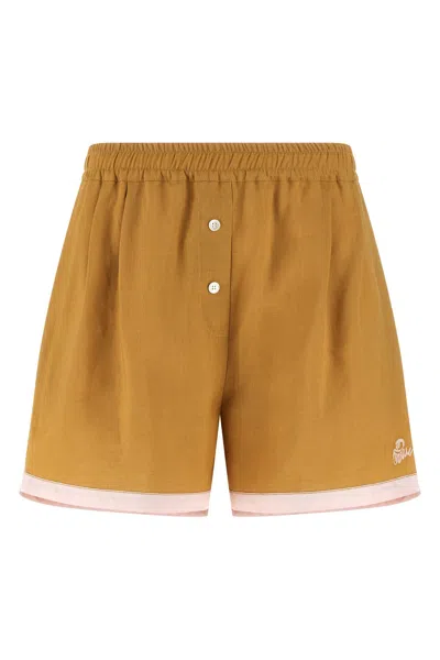Marni Linen Shorts Bermuda And Short Yellow In Brown