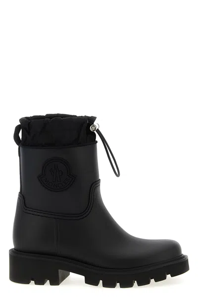 Moncler Drawstring Embosssed-logo Rain Boots In Black