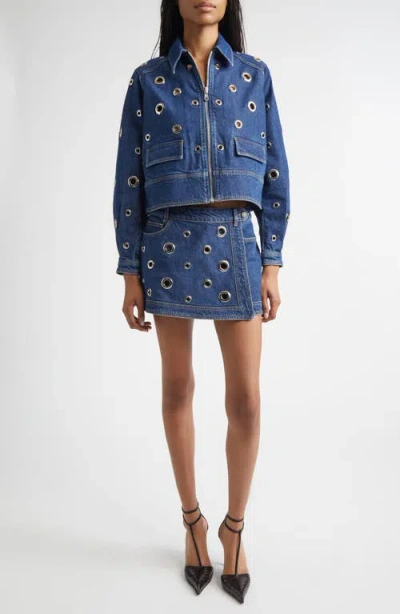 Cinq À Sept Marcia Rivet Detail Denim Skort In Blue