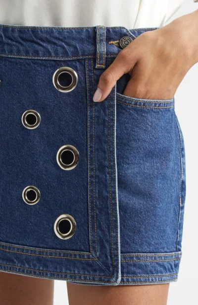 Cinq À Sept Marcia Rivet Detail Denim Skort In Blue
