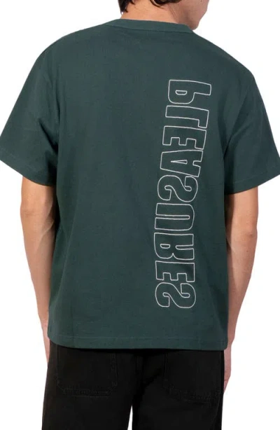 Pleasures Outline Embroidered Logo Heavyweight Cotton T-shirt In Multi