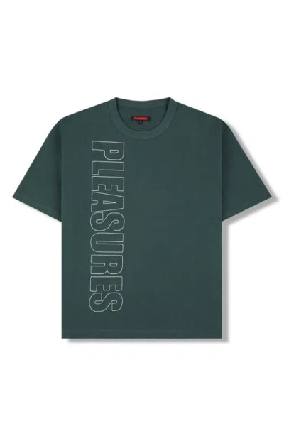 Pleasures Outline Embroidered Logo Heavyweight Cotton T-shirt In Multi