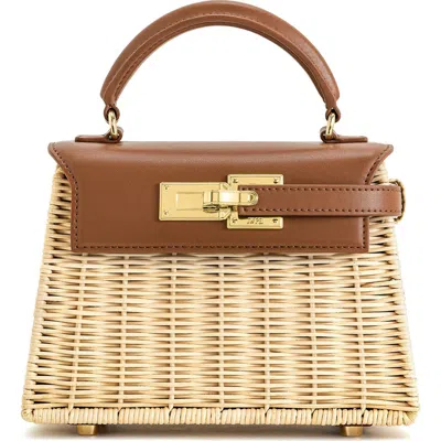 Jw Pei Elise Natrual Woven Rattan Top Handle Bag In Brown