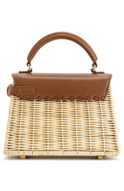Jw Pei Elise Natrual Woven Rattan Top Handle Bag In Brown