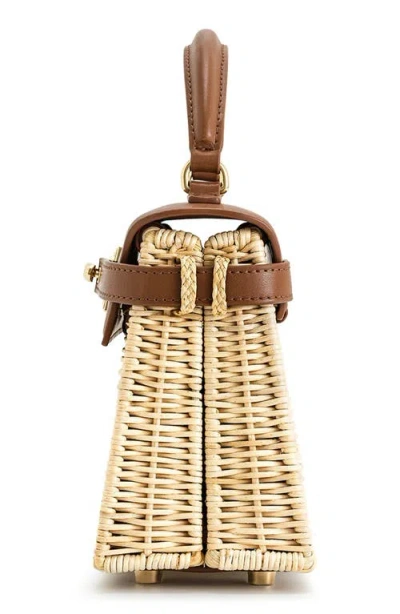 Jw Pei Elise Natrual Woven Rattan Top Handle Bag In Brown