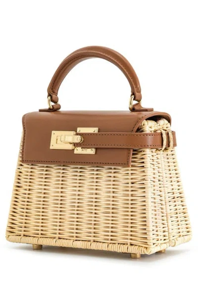 Jw Pei Elise Natrual Woven Rattan Top Handle Bag In Brown
