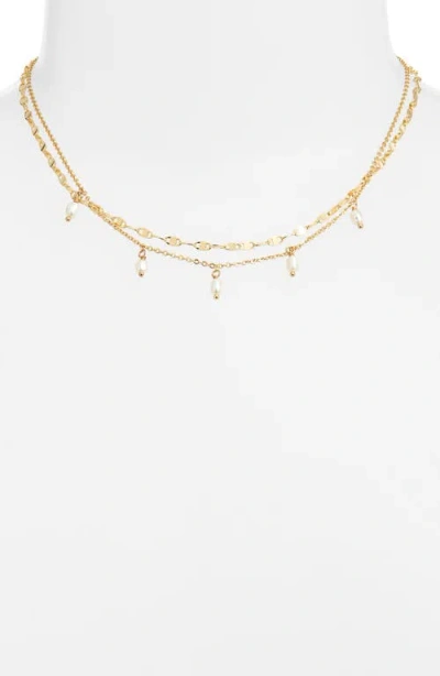 Chelsea28 Set Of 2 Genuine Freshwater Pearl & Link Necklaces In Gold