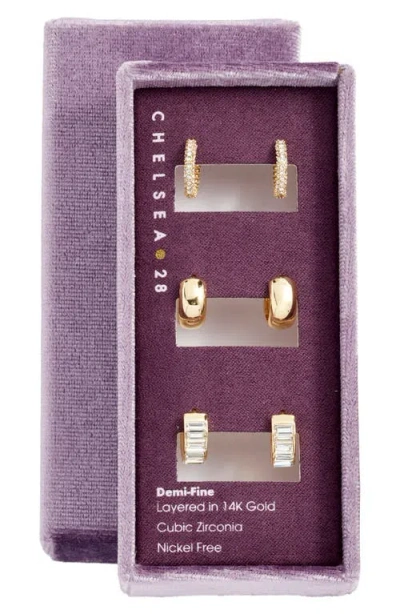 Chelsea28 Set Of 3 Huggie Hoop Earrings In Gold