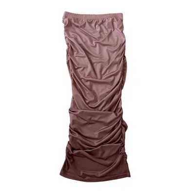 Circular Path Women's Rose Gold Ruched Skirt - Taupe In Burgundy