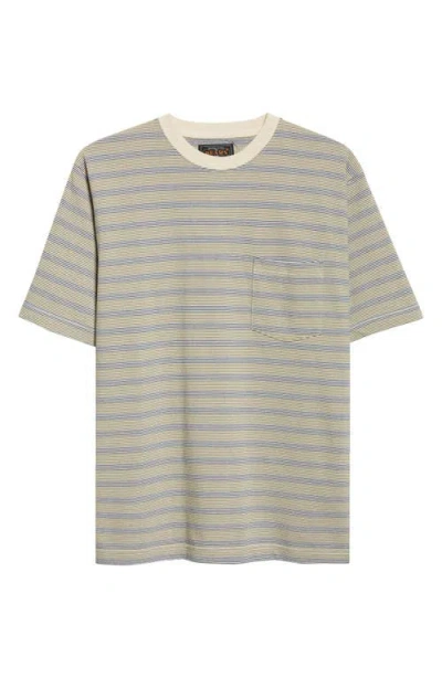 Beams Pinstripe Pocket T-shirt In White