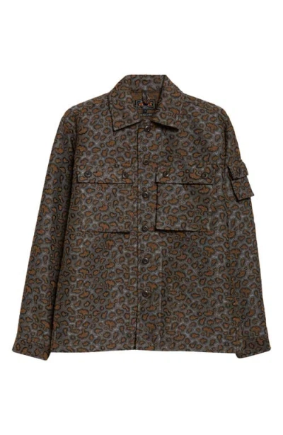 Beams Mil Camo Jacquard Shirt Jacket In Brown