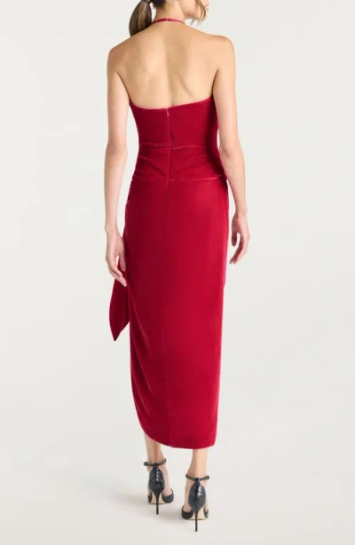 Cinq À Sept Noah Velvet Halter Maxi Dress In Pink