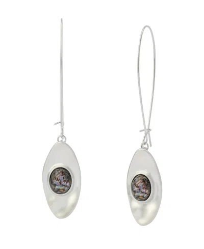 Robert Lee Morris Soho Abalone Textured Dangle Earrings In Silver