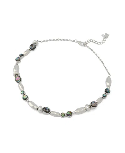Robert Lee Morris Soho Abalone Beaded Collar Necklace In Silver