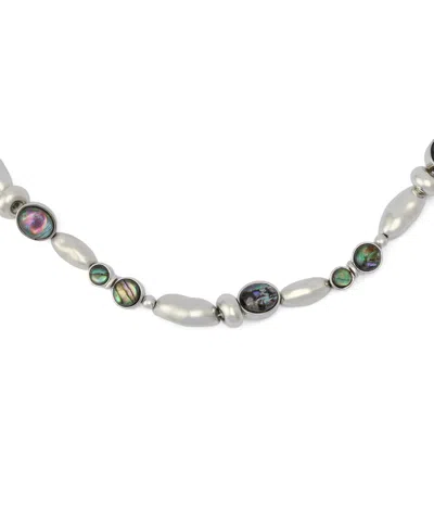 Robert Lee Morris Soho Abalone Beaded Collar Necklace In Silver