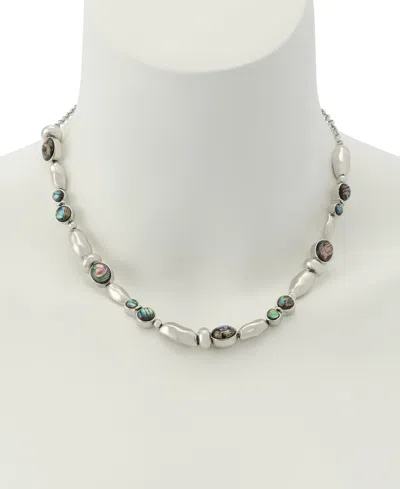 Robert Lee Morris Soho Abalone Beaded Collar Necklace In Silver