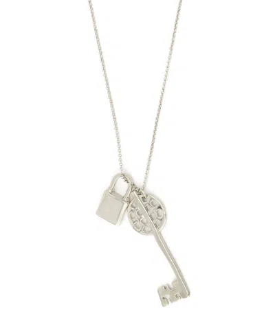 Robert Lee Morris Soho Silver Vintage Lock Key Pendant Necklace In White