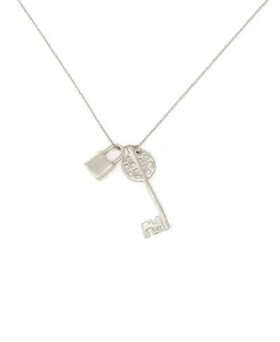 Robert Lee Morris Soho Silver Vintage Lock Key Pendant Necklace In White