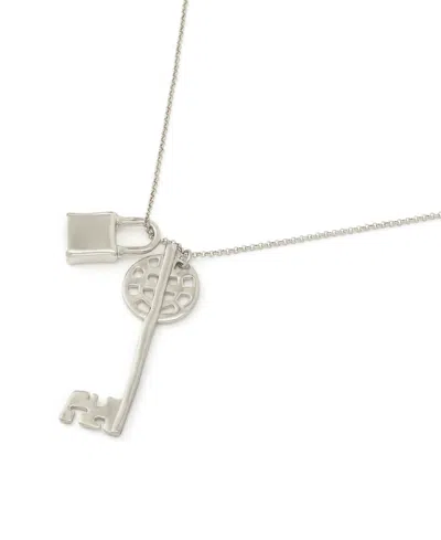 Robert Lee Morris Soho Silver Vintage Lock Key Pendant Necklace In White