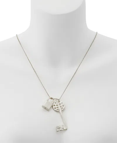 Robert Lee Morris Soho Silver Vintage Lock Key Pendant Necklace In White